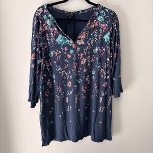 J. Jill Navy Floral Tunic Blouse Size 2X